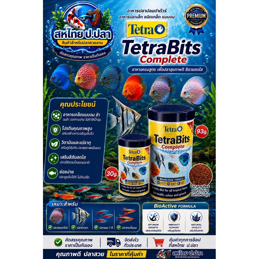 อาหารปลา Tetra Bits 93 กรัม สำหรับปลาสวยงาม