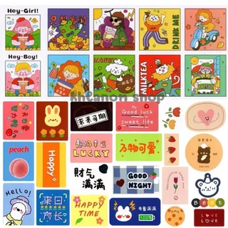 10แผ่น/แพ็ค สติ๊กเกอร์ลายการ์ตูน ขนาด 5x5 cm. สติ้กเกอร์ติดแก้วเครื่องดื่ม(สติกเกอร์กระดาษเคลือบ)