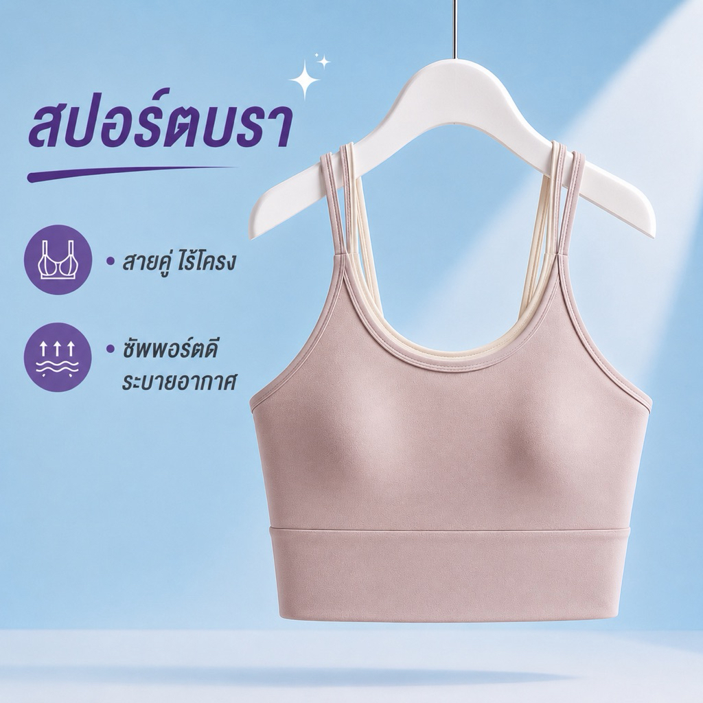 Palyo สปอร์ตบรากันกระแทก ซัพพอร์ตดี ระบายอากาศ ใส่สบาย สำหรับวิ่ง ฟิตเนส โยคะ ไร้โครง #006