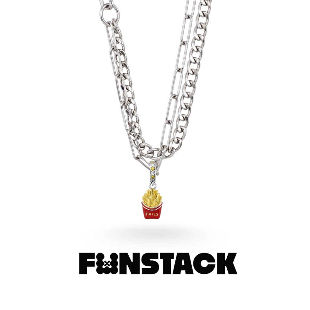 FUNSTACK สร้อยคอ Fast Food Lover French Fries Silver Stainless Steel
