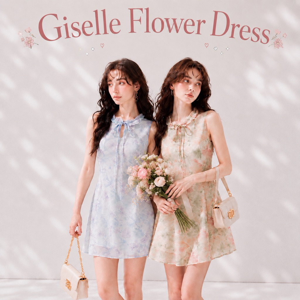 DR0613 LABELLE รุ่น ‘Giselle Flower Dress เดรส 2 สีน่ารัก