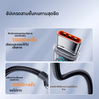 สายชาร์ตเร็ว 120W 6A สายชาร์ต usb C to type c / iOS มีไฟ LED วิ่ง ตัดไฟอัตโนมัติ สายชาร์ต usb ถักหนาพิเศษ 1/1.5/2M