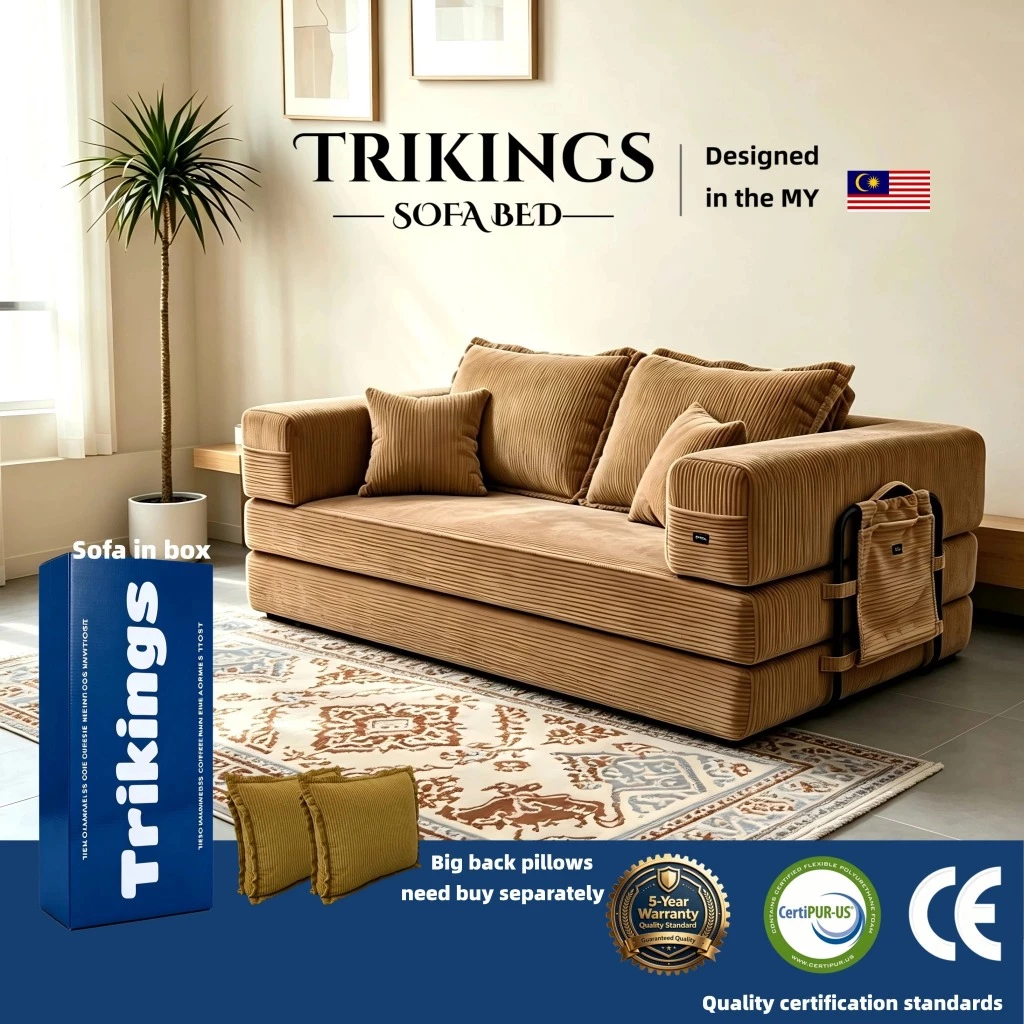 Trikings เวอร์ชันอัปเกรด โซฟาเตียงนอน โซฟาหลายฟังก์ชัน โซฟาแบบมินิมอล โซฟาพับได้ นอนสบาย 2-3ที่นั่ง ขนาด 150-200ซม