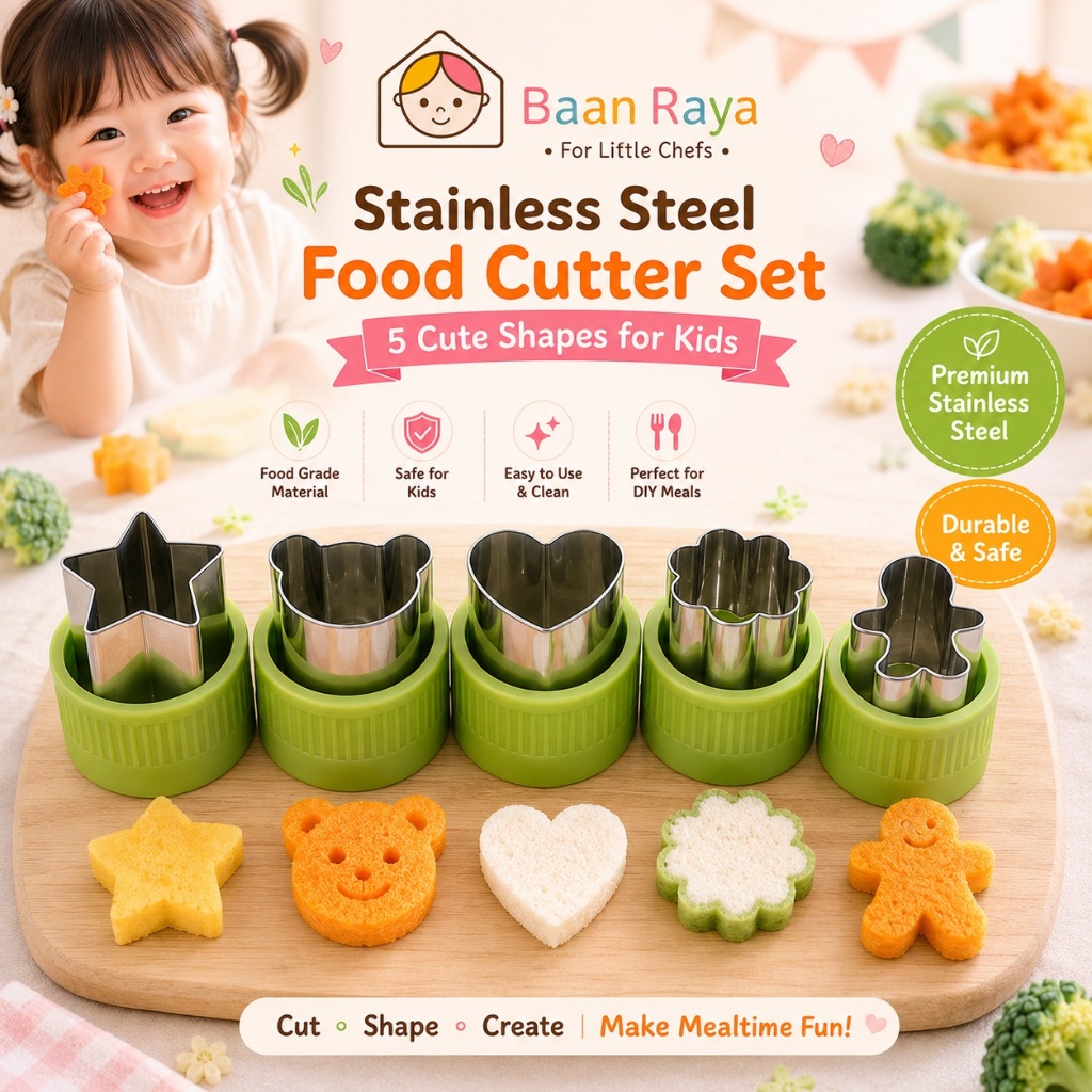 ชุดแม่พิมพ์ตัดอาหาร สีเขียว  | ตัดผัก ผลไม้ แซนวิช ขนมปัง DIY Baan Raya