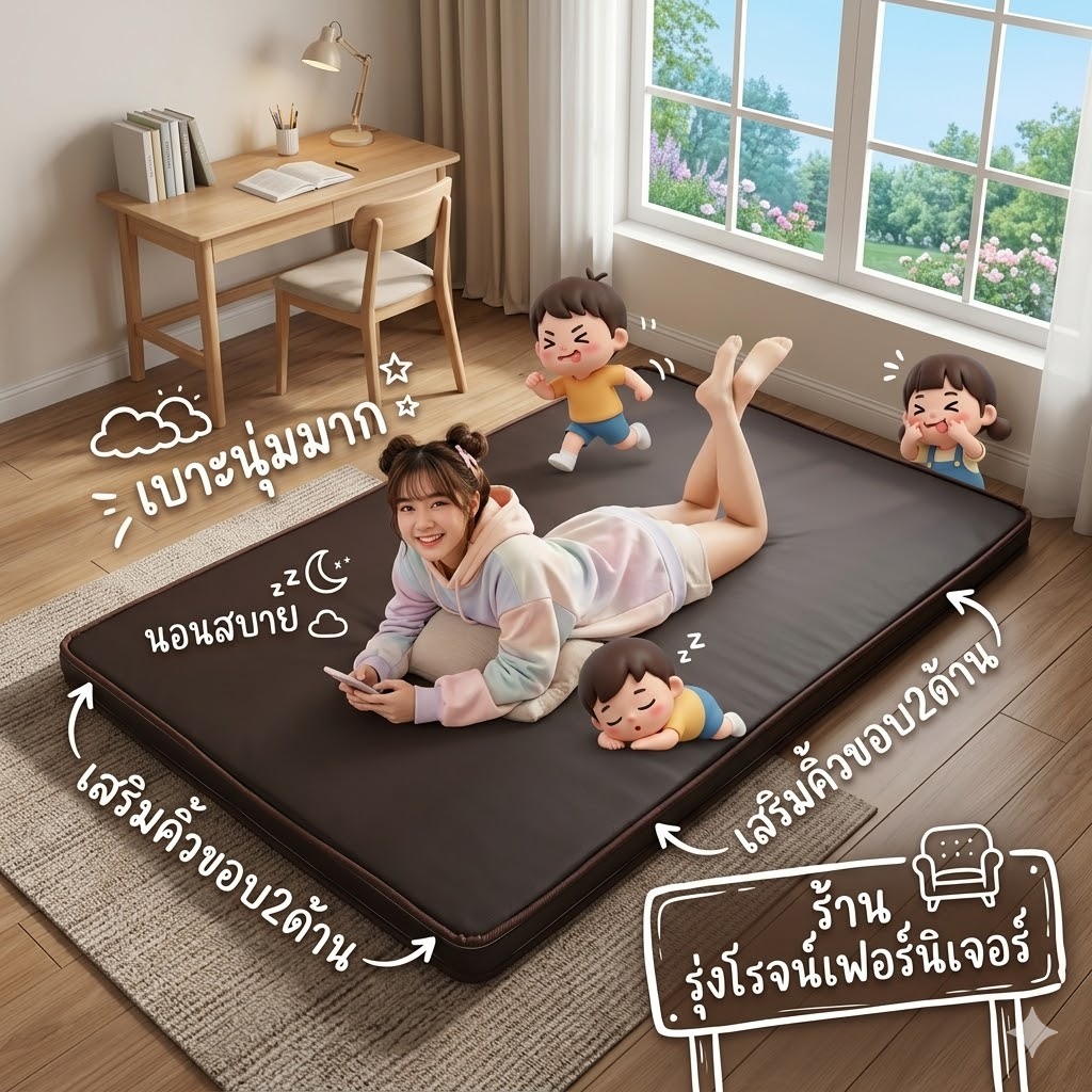 ที่นอน แผ่นยาง เบาะนวด เสริมคิ้วขอบ หุ้มหนัง pvc 3ฟุต 3.5ฟุต หนา2นิ้ว (สั่งครั้งละ1ชิ้น)