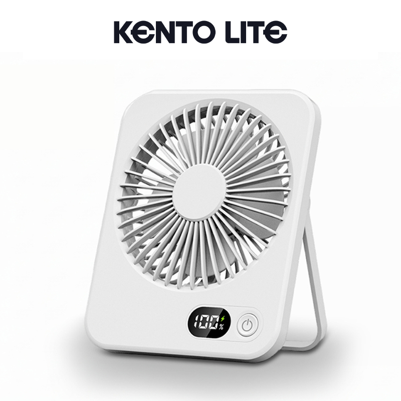 Kento Lite พัดลมพกพา พัดลมตั้งโต๊ะ ขนาดเล็ก Type-C 2000 mAh พร้อมขาตั้งพับได้ 180° ลมแรง สำหรับหอพัก สำนักงาน กลางแจ้ง