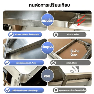 โต๊ะสแตนเลส 304 โต๊ะทำงาน Stainless Steel Table ขอบล้อม ทำความสะอาดง่าย รับน้ำหนักสูง ใช้ในบ้าน ห้องครัว ร้านอาหาร