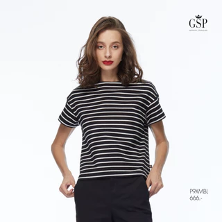 GSP Lucky Stripes Collection เสื้อยืดลายทางผู้หญิง คอกลม แขนสั้น Casual Wear