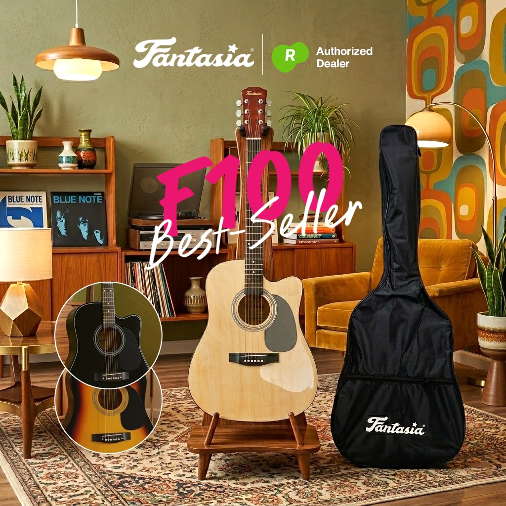 ⭐Best Seller⭐ Fantasia Acoustic Guitar กีต้าร์โปร่ง 41 นิ้ว ทรง Dreadnought + แถมฟรีกระเป๋า ** กีต้าร์โปร่งมือใหม่