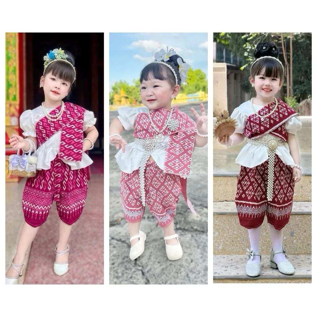 ชุดไทยเด็กรุ่นสไบ พร้อมส่ง ใส่ไปเรียน สวยน่ารัก ตรงปก