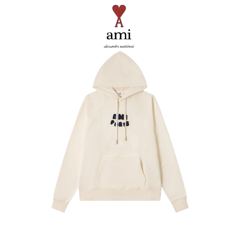 『AMI Paris』Unisex โครเชต์ตัวอักษรหมวกกันน็อกถักโลโก้ด้านบน ของแท้💯