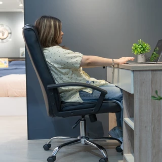 SMART OFFICE เก้าอี้ผู้บริหาร หนัง รุ่นมูล่า สีดำ [ไม่รวมประกอบ] |AB|