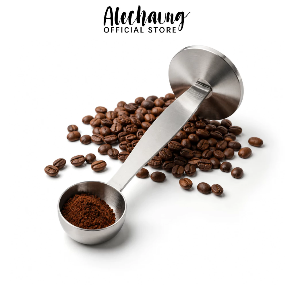 Alechaung ช้อนตวงกาแฟ ช้อนตักผงกาแฟ Coffee Scoop ขนาด 6 กรัม ฐานตั้งได้ พร้อมเทมเปอร์