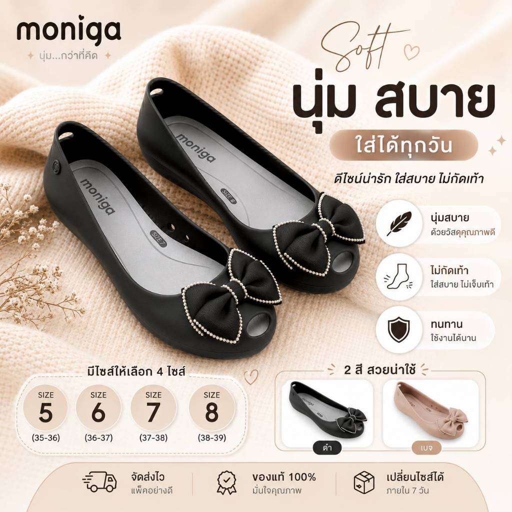 MONIGA รุ่น Julie Ribbon รองเท้าคัทชูผู้หญิง