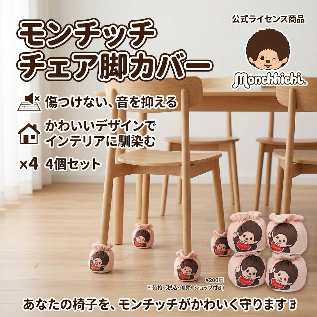 ที่หุ้มขาเก้าอี้ Monchhichi กันรอย 4ชิ้น/เซ็ท