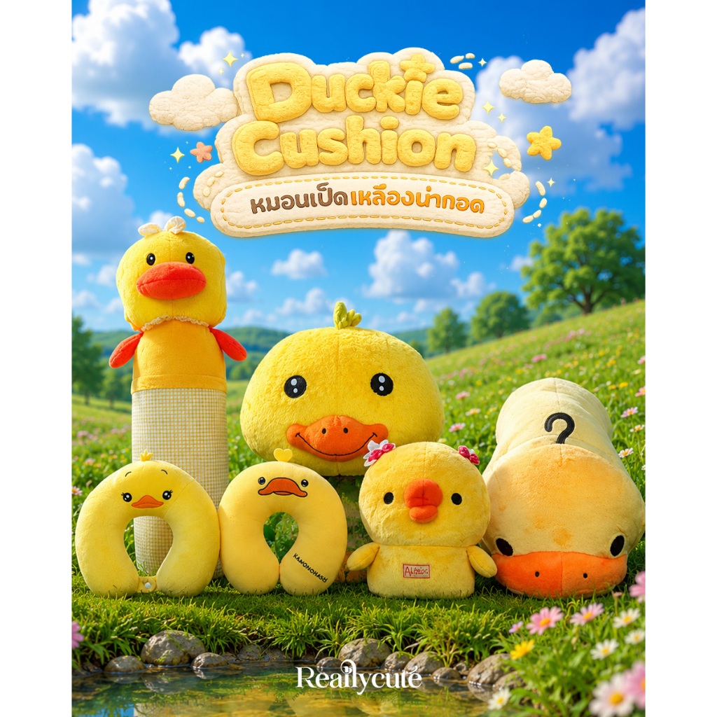 หมอนอิงเป็ด หมอนข้างเป็ด (Lovely Duck Cushion) หมอนรองคอตัวยู หมอนไดคัต ผ้านุ่มพรีเมียม ของแต่งห้อง