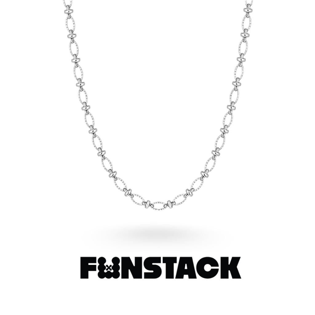FUNSTACK สร้อยคอ All Day Stack Square Paperclip 6mm Silver Stainless Steel