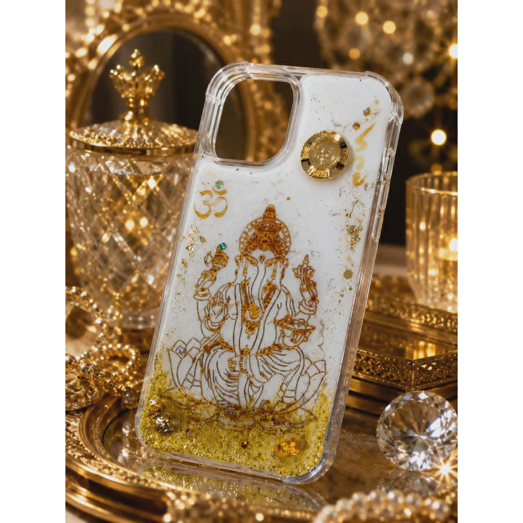 เคสมือถือ กลิตเตอร์พระพิฆเนศ + รวย + โอม เคสพระพิฆเนศประกับกลิตเตอร์เงินทองทองคำเปลว