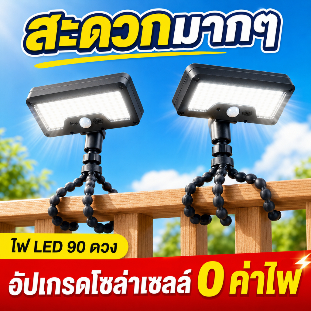 【ปรับ แต่งการอัพเกรด】โคมไฟสนาม ไฟโซล่าเซลล์ LED แสงขาว/เหลือง ส่องต้นไม้และสวน พลังงานแสงอาทิตย์