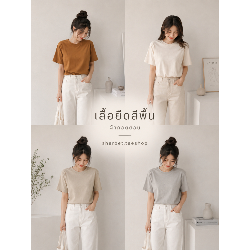 เสื้อยืดสีพื้น cotton100%*☺︎︎|sherbet.teeshop