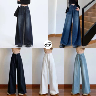 💥YH#2637💥มีไซส์ S-3XL💥กางเกงยีนส์ เอวสูง กระบอกใหญ่ ปลายขาบาน ใส่สบาย แมทง่าย แฟชั่นวินเทจ กางเกงขายาว