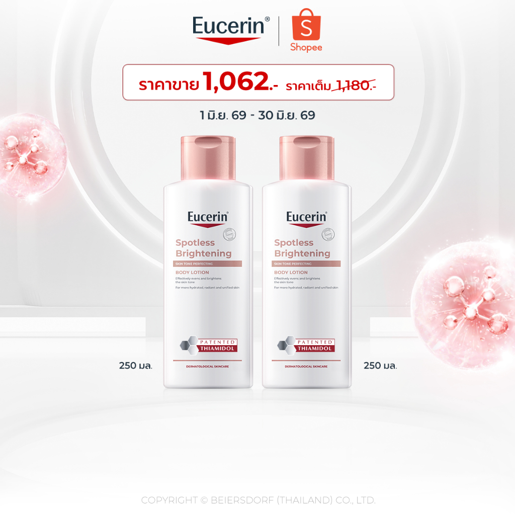 Eucerin SPOTLESS BRIGHTENING THIAMIDOL SKIN TONE PERFECTING BODY LOTION 250ML x2