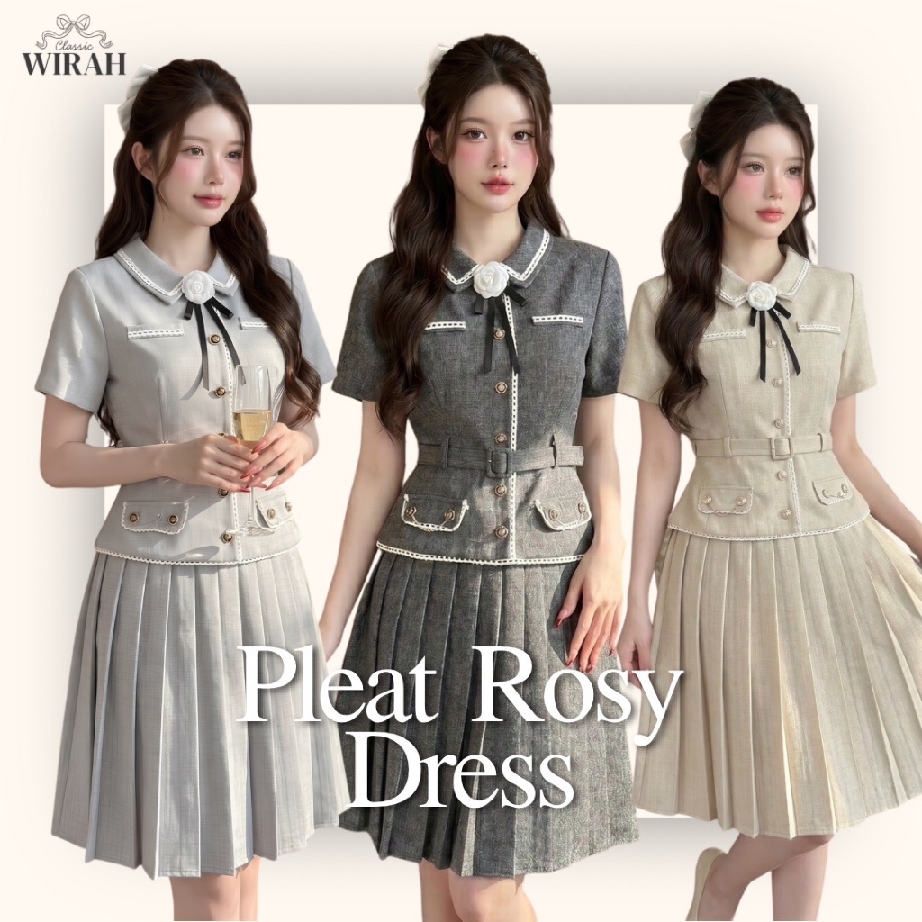 DW124R3 Pleat Rosy Dress