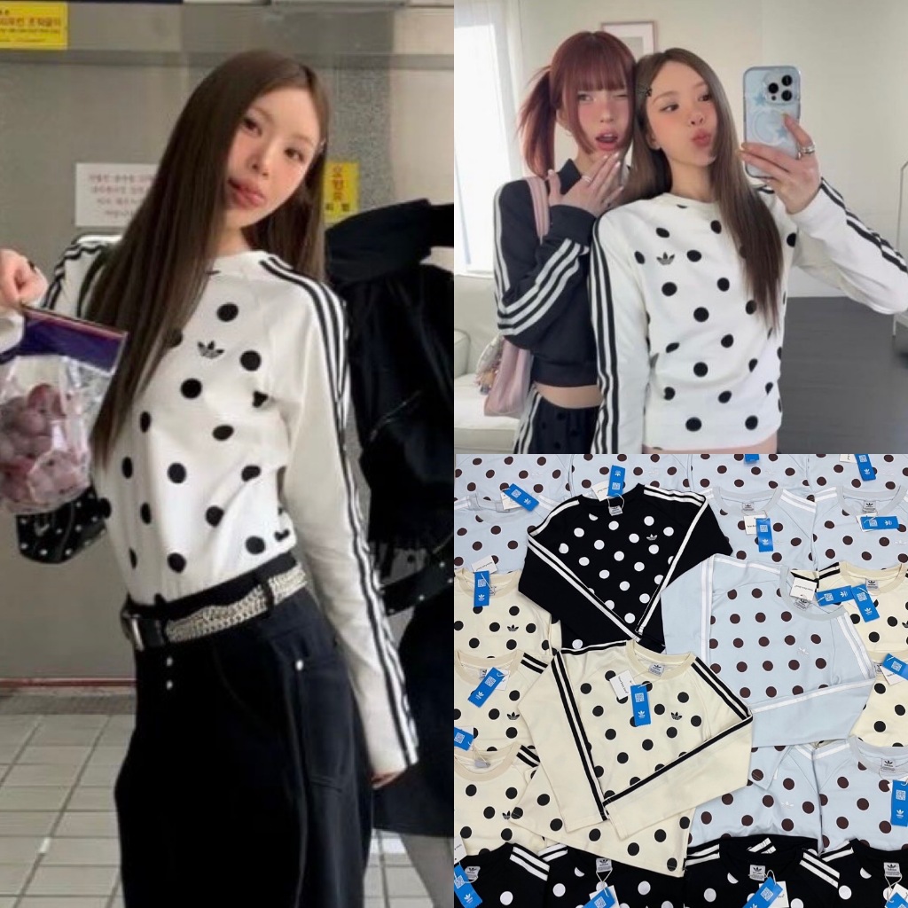 🍊 VL 5300 เสื้อแขนยาวแต่งแถบ polka dot งานยอดฮิต ผ้าดี