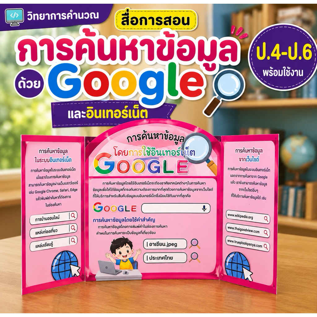 การค้นหาข้อมูลด้วย Google สื่อการสอนวิทยาการคำนวณ ป.4-ป.6 พร้อมใช้งาน