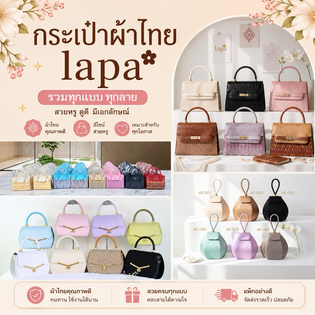 (พร้อมส่ง) รวมรุ่นกระเป๋าผ้าไทย แบรนด์ลภา