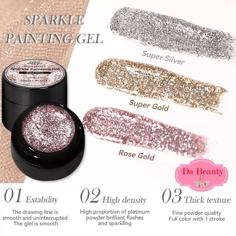 เจลทาเล็บแบบกลิตเตอร์ (Sparkle Painting Gel) สำหรับงานเพ้นท์เล็บ