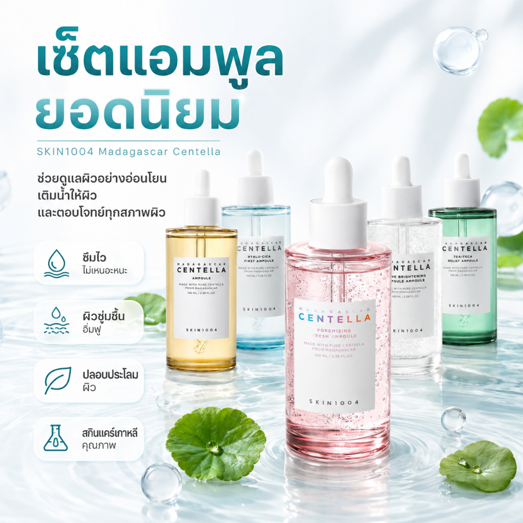 SKIN1004เซรั่ม 5 สูตร 100ml | เซนเทลล่าปลอบผิว | ทีทรีลดสิว | โทนไบรท์กระจ่างใส | พอร์ไมซิ่งกระชับรูขุมขน | ไฮยาลู-ซีเต