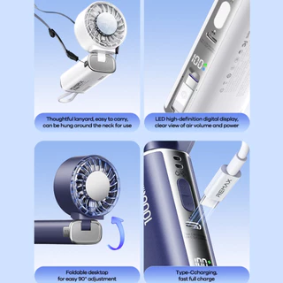 [China CCC] พัดลมมือถือพกพา 2in1 พาวเวอร์แบงค์ในตัว 10000mAh ปรับความแรงพัดลมได้ 5 ระดับ จอ LED REMAX RS-SF28