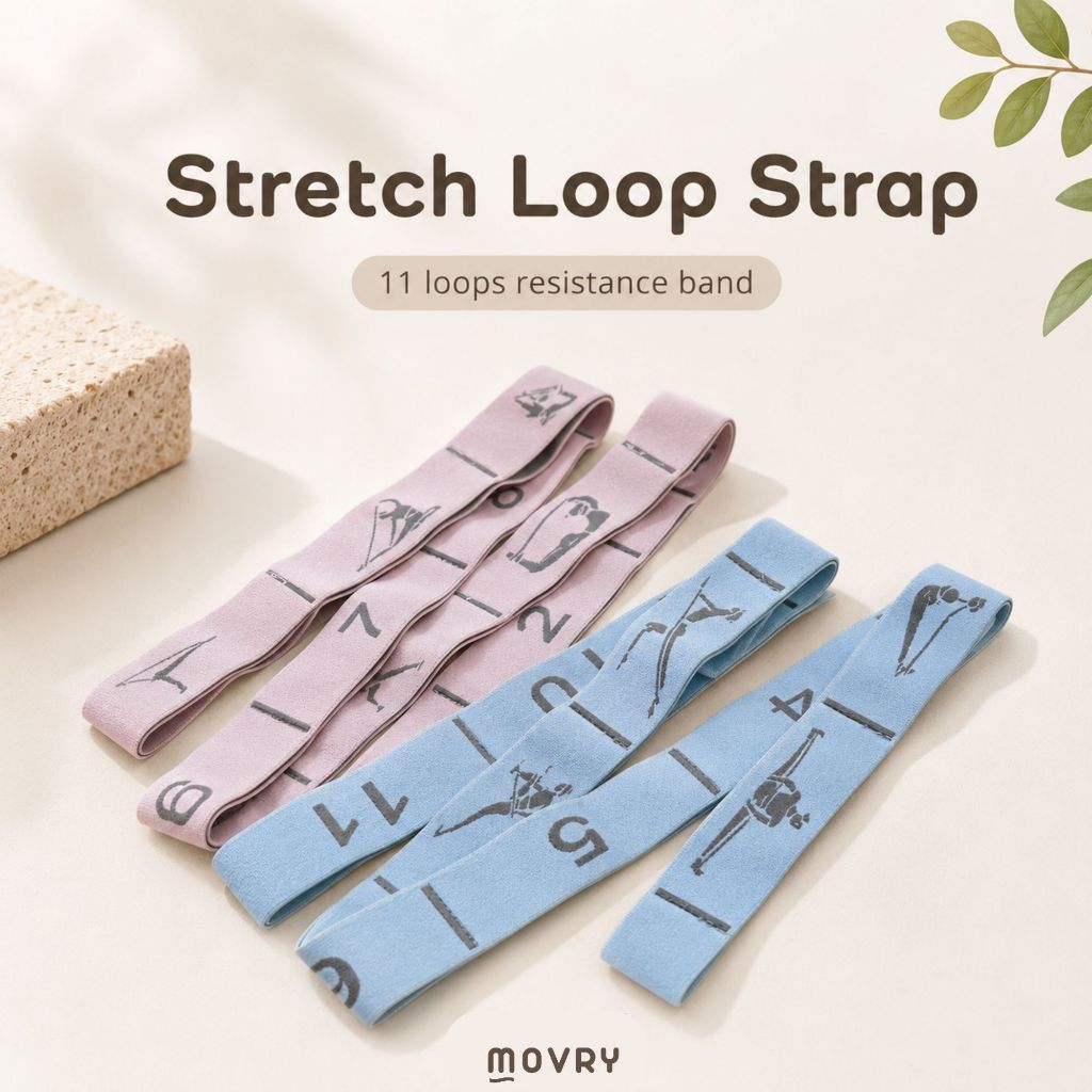 movry - stretch loop strap สายยืดกล้ามเนื้อ 11 loops แบบมีแรงต้าน สำหรับ โยคะ ยืดหยุ่น กายภาพ