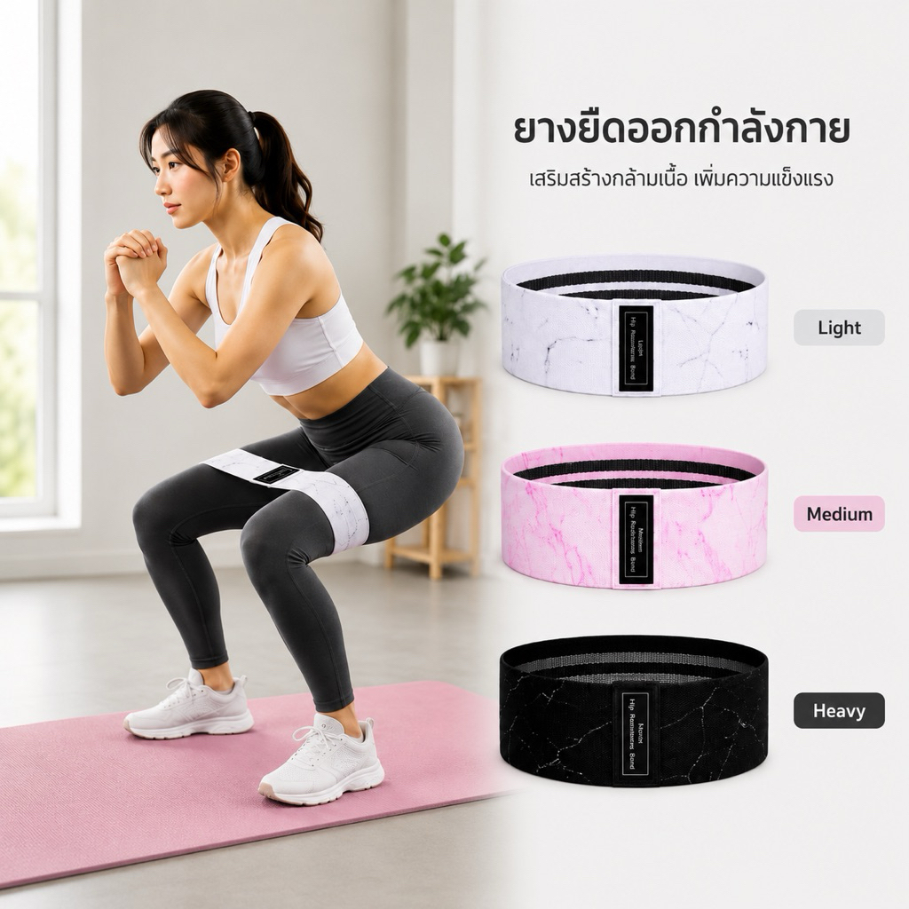 FitDaily Resistance Band ผ้า 3 ระดับ Hip Band ยางยืดออกกำลังกาย ผ้าแรงต้าน เล่นก้น ขา สควอท ฟิตเนส