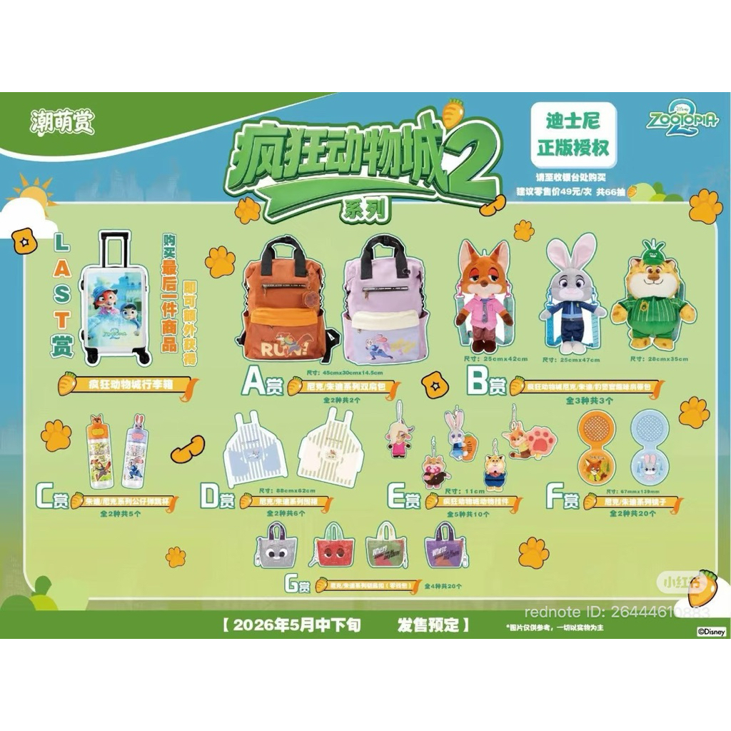 (🦊🐰พร้อมส่ง)กระดานสอง อิจิบังกูจิ : Zootopia : 66 ตั๋ว