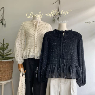 Loafy ruffle top ˖ ࣪(polka dot+3สีใหม่) ౨ৎ -สม็อคช่วงตัวด้านหน้า และหลัง -หายห่วงเรื่องความบาง มาพร้อมซับในทั้งตัว