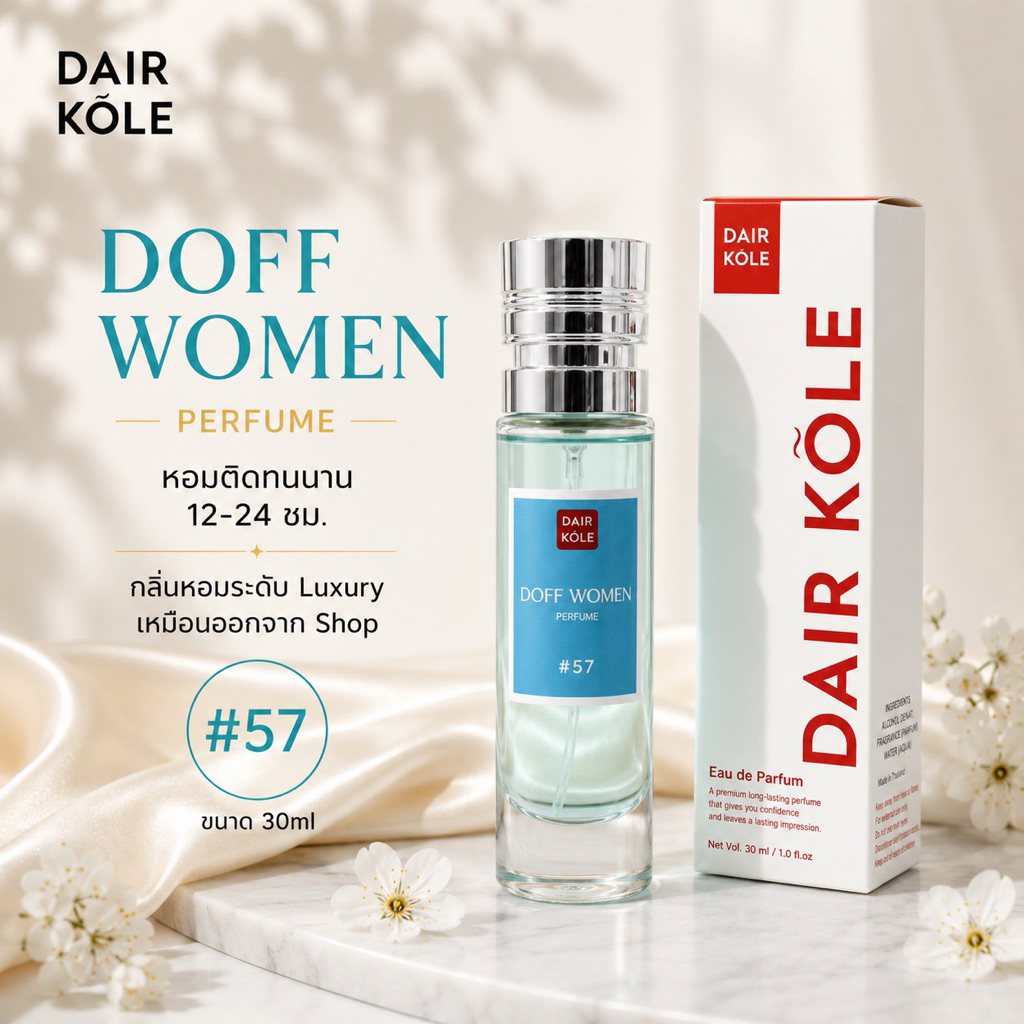 🔥กลิ่นShopแท้🔥น้ำหอมDAIR KOLE #57 ดอฟหญิง ติดทน12-24ชม. #น้ำหอมผู้หญิง #น้ำหอม #ติดทนนาน #น้ำหอมติดทน #DKPEFUME #DK