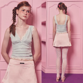 Bemingtop1195(S-3XL)-Moni Top - เสื้อกล้ามลูกไม้ดีไซน์คอวีลึกแต่งลูกไม้รอบตัว ตัวเสื้อปักลายลูกไม้ทั่วทั้งตัว