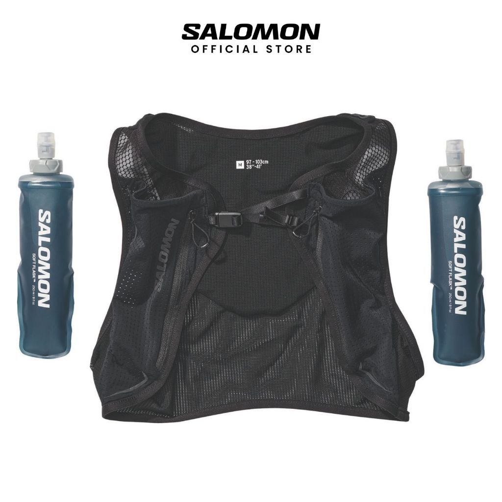 SALOMON PULSE 2 SET Black Unisex Running Vest เป้น้ำวิ่ง + ขวดน้ำนิ่ม 250ml x 2 ขวด LC2101300 Official Store — صورة 2