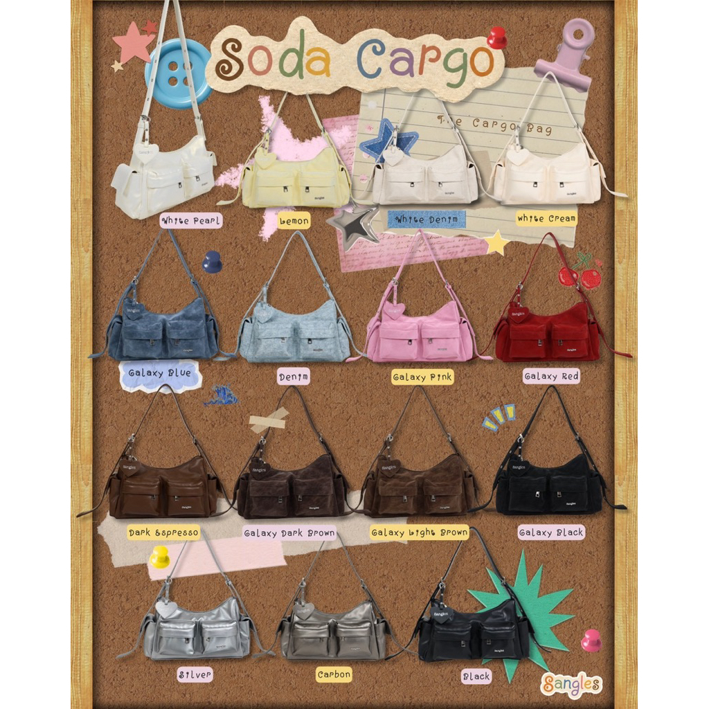 🫜8anglesshop- กระเป๋า Soda Cargo 12นิ้ว หนังกันน้ำ! สายปรับสั้นยาวได้2ฝั่ง Crossbodyได้ 🫟🫒☔️  C070