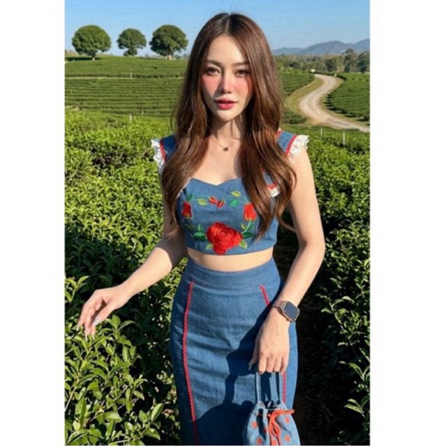 เซตยีนส์พรีเมี่ยม ปักดอกไม้สวยมากก