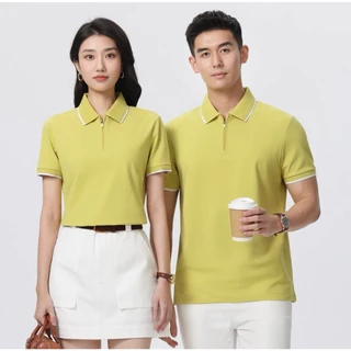 เสื้อโปโลผู้ชายผ้าฝ้ายแท้ ปกขอบสองเส้น มีซิปครึ่งหน้า แขนสั้น ใส่ทำงาน/ประจำวัน 4เฉดสีไซส์M-2XL