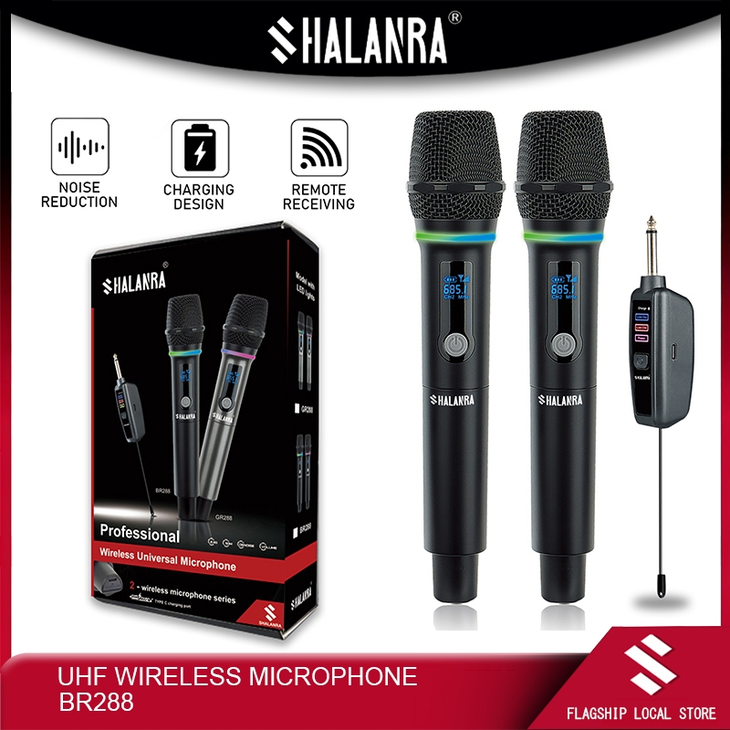 SHALANRA GR288/BR288 ไมโครโฟนคาราโอเกะไร้สายแบบชาร์จไฟได้  สำหรับการแสดงสดบนเวที
