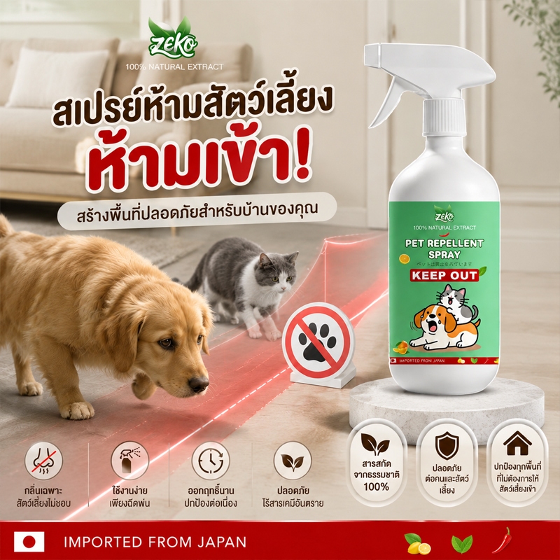 ไล่แมว ไล่หมา สเปรย์ไล่แมว 500ml ปลอดภัยสำหรับคนและสัตว์เลี้ยง ไล่สัตว์ได้ต่อเนื่อง 24 ชั่วโมง