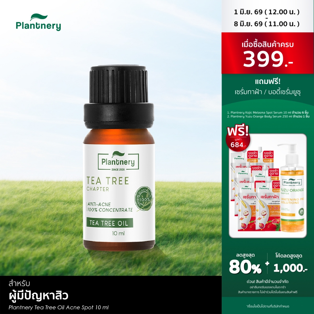 Plantnery Tea Tree Oil Acne Spot 10 ml แพลนท์เนอรี่ น้ำมันที ทรี เข้มข้น สำหรับ แต้มสิว