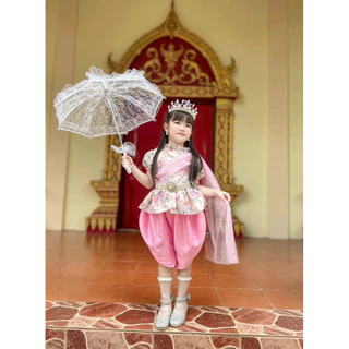 ✅ร้านส่งไว⚡️ชุดไทยประยุกต์ลูกสาว🎉รุ่นแพรพันวา สีพาสเทล💕🎀