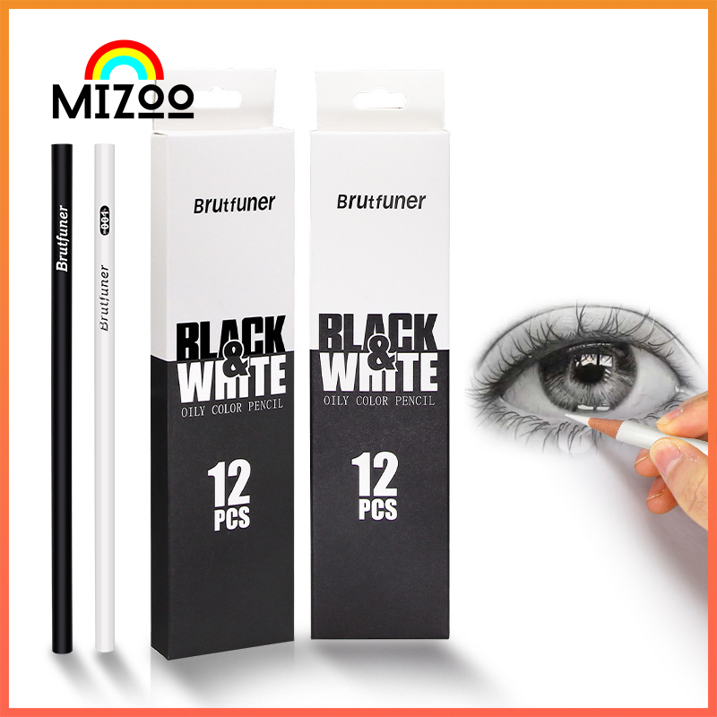 MIZOO 12 ชิ้น ดินสอสเก็ตช์ภาพ Sketch Pencil ขาวดำ ดินสอสเก็ตช์ อุปกรณ์การเรียน