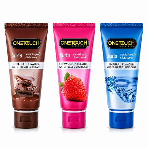 Onetouch gel 75ml. เจลหล่อลื่น วันทัช สูตรน้ำ กลิ่นสตรอเบอรี่ กลิ่มนธรรมชาติ กลิ่นช็อคโก้แลต 75มล.