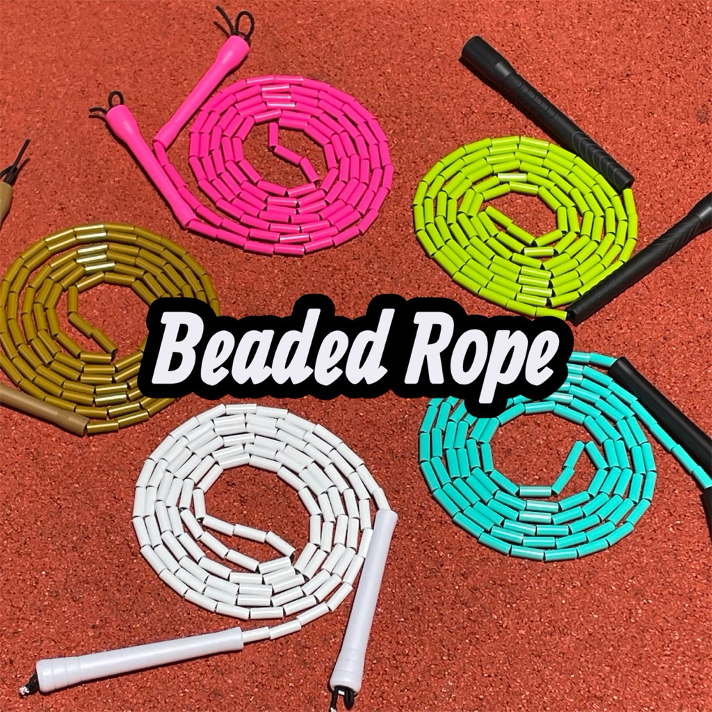 เชือกกระโดดลูกปัด Beaded Rope แบบปัดแข็ง ขนาด 1 นิ้ว เลือกความยาวด้ามได้ 3 แบบ